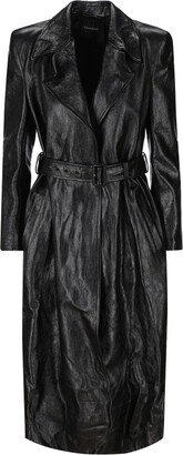 Waist Belted Leather Coat