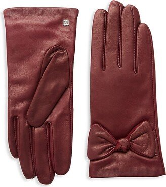 Bow-Top, Cashmere-Lined Leather Gloves