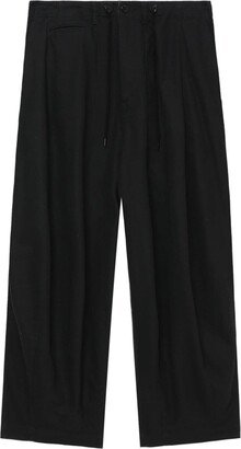 High-Waisted Drawstring Wide-Leg Trousers