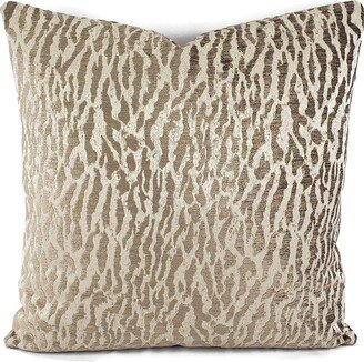 Clarke & Gautier in Taupe Pillow Cover - 20 X Silver Chenille Animal Skin Cushion Case