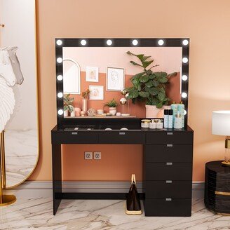 Boahaus Serena Lighted Vanity with Glass Top