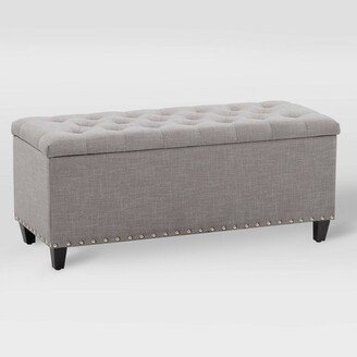 Boston Tufted Fabric Storage Ottoman Light Gray