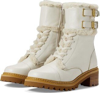 Mallory Combat Shearling Bootie (Natural) Women's Boots