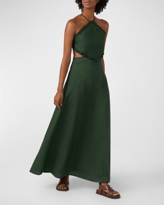 Lyla Cotton Strappy Back Halter Maxi Dress