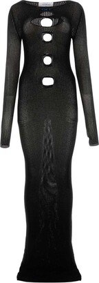 Cut-Out Long-Sleeved Knitted Dress