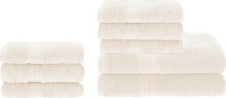 2 Piece Bath Towel and 6 Piece Hand Towel Set, Rayon From Bamboo and Cotton Solid Terry Towels with Dobby Border, Ivory - Blue Nile Mills