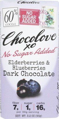 Chocolove - Bar Xo Elderberries and Blueberries Dark chocolate - Case of 12-3.2 Oz - Light/pastel Purple