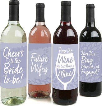 Big Dot Of Happiness Purple Elegantly Simple - Party Favors Decor Wine Bottle Label Stickers - 4 Ct