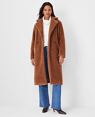 Petite Sherpa Double Breasted Coat