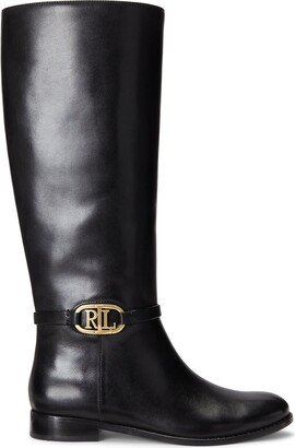 Bridgette Burnished Leather Tall Boot Knee Boots Black