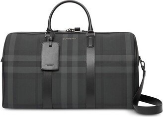 Grey Check Pattern Holdall Bag