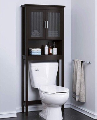 EPOWP Over The Toilet Storage Cabinet with Moru Tempered Glass Doors, Bathroom Organizer Above Toilet Storage Cabinet