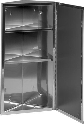 Renovators Supply Corner Medicine Cabinet 23.6x11.8 Polished Stainless Steel Medicine Cabinet with Mirror Opens Left to Right