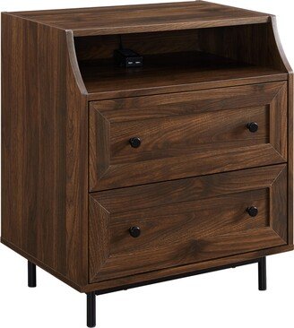 Curved Open Top 2 Drawer End Table with Usb