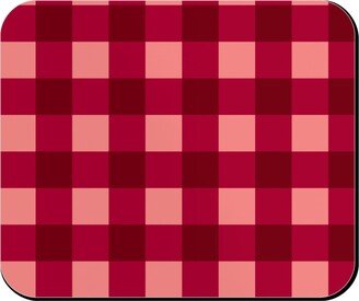 Mouse Pads: Gingham Check - Red And Pink Mouse Pad, Rectangle Ornament, Red