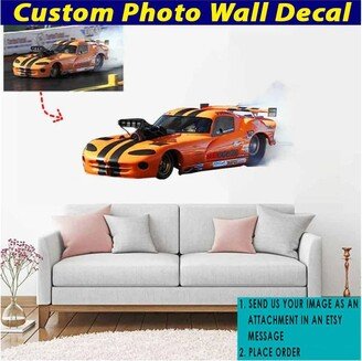 Drag Racing Personalized Photo Wall Sticker, Hot Rod, Muscle Car, Unique Gifts For Racers, Dirt Track Racing, Drifting Car Decor