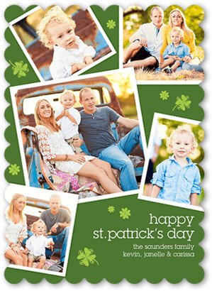 St. Patrick's Day Cards: Frames And Clovers St. Patrick's Day Card, Green, Signature Smooth Cardstock, Scallop