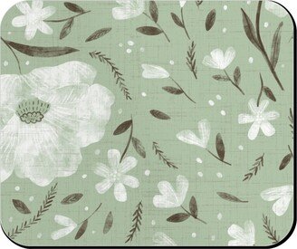 Mouse Pads: Charlotte Floral - Sage Mouse Pad, Rectangle Ornament, Green