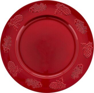 Saro Lifestyle Christmas Charger Plates With Holly Berry Design (Set of 4)