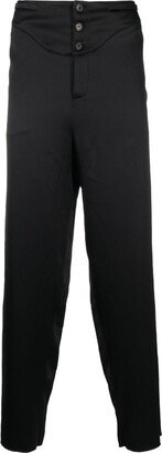 Buttoned Silk Tapered Trousers