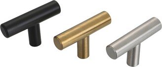 Brushed Brass Cabinet Knobs，2 Overall Length Modern T Bar Knobs Single Hole Dresser Pulls(T-Knob