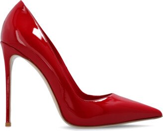 Leather Stiletto Pumps - Red