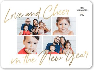 New Year's Cards: Cheerful New Year New Year's Card, White, 6X8, New Year, Matte, Signature Smooth Cardstock, Rounded