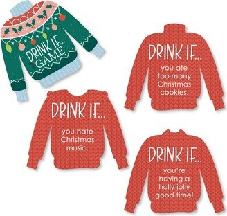 Big Dot of Happiness Drink If Game - Colorful Christmas Sweaters - Ugly Sweater Holiday Party Game - 24 Count