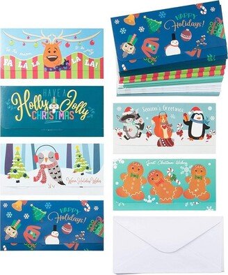 Sustainable Greetings Paper Junkie 36 Pack Money Christmas Money Holder Cards with Envelopes, 6 Holiday Designs (7.25 x 3.5 In)