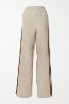 The Suitcase Stripe Webbing-trimmed Cashmere Track Pants - Neutrals