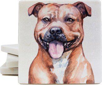 I Love My Staffordshire Bull Terrier Marble Coaster For Drinks 4-Pack