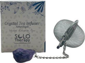 Crystal Tea Infuser, Amethyst Stainless Steel Ball Mesh Strainer Filter For Brew Fine Loose