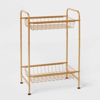 Short Bath Storage Tower Metallic Gold