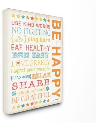 The Kids Room Be Happy Typography Canvas Wall Art, 24 x 30