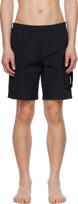 Black Garment-Dyed Swim Shorts