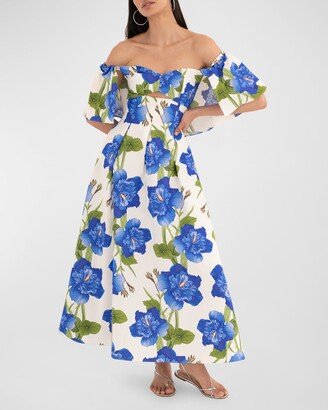 Giovanna Dress Twill Off-the-Shoulder Maxi Dress