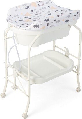 Portable Baby Changing Table with Storage Basket and Shelves - 34 x 20 x 41