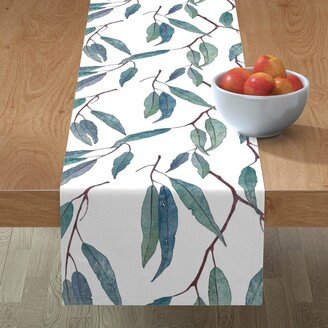 Table Runners: Pointed Leaves - Green On White Table Runner, 72X16, Green