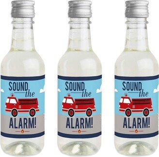 Big Dot Of Happiness Fired Up Fire Truck - Mini Wine Bottle Label Stickers - Party Favor Gift - 16 Ct