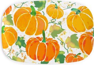 Serving Platters: Pumpkin Dance Serving Platter, Orange