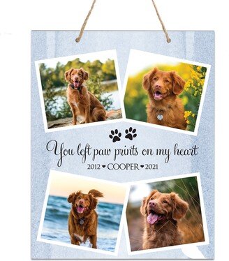 Wall Hanging | Pet Memorial Gift Custom Portrait Cat Or Dog Loss Left Paw Prints Sympathy Wooden Signs Farmhouse Sign