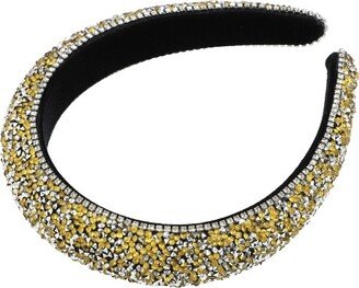 Unique Bargains Women's Bling Rhinestone Padded Hairband Hair Accessories 1.18 Inch Wide 1 Pc Yellow