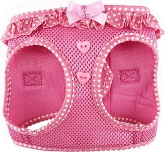 Doggie Design American River Choke Free Dog Polka Dot Ruffle Harness-Pink(Large)