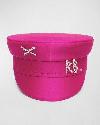 Embellished Monogram Shiny Newsboy Cap