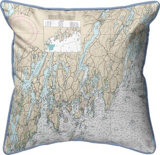 Betsy Drake Southport - Pemaquid, ME Nautical Map - Light Blue Pillow