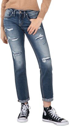 Beau Ripped High Waist Cuff Girlfriend Fit Jeans