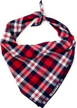 The Worthy Dog Madras Plaid Classic Bandana - Red/Navy - S