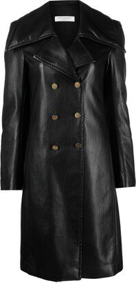 Faux-Leather Belted Coat-AA