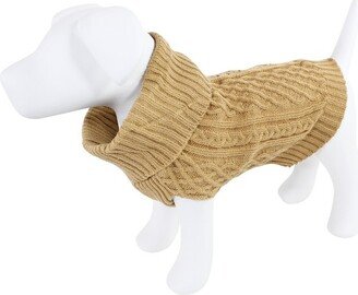 Dogs and Cats Cableknit Pet Sweater, Camel, Medium