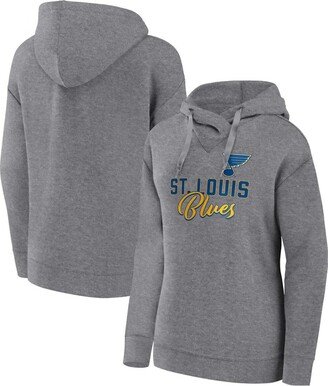 Women's Branded Heather Gray St. Louis Blues Script Favorite Pullover Hoodie